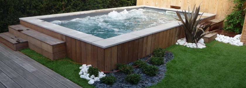 Installation piscine dans le jardin